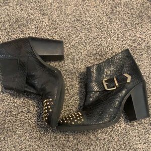Kurt Geiger black and gold studded booties size 9